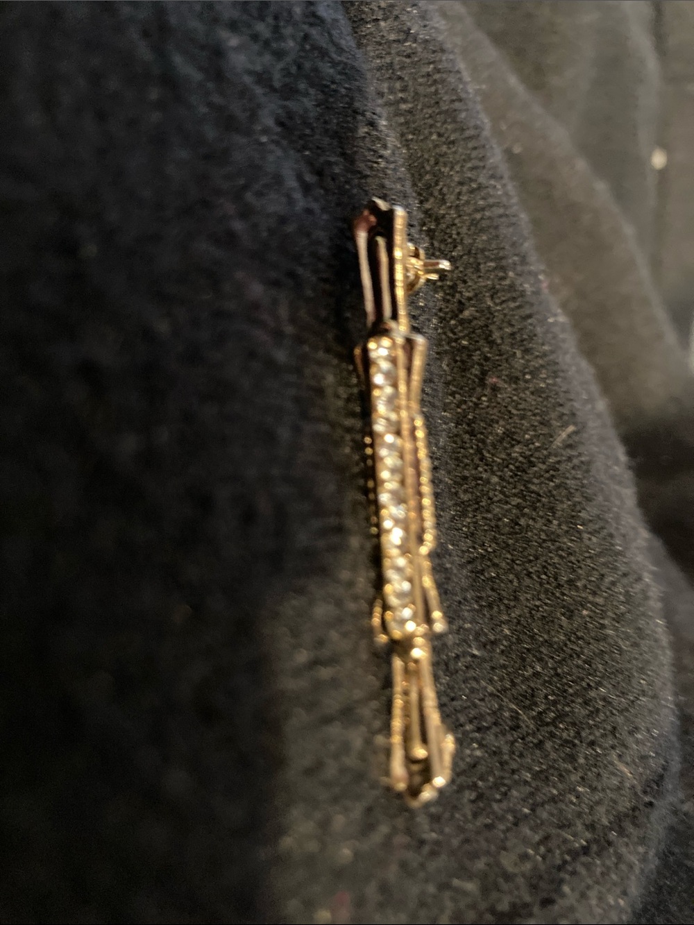 1928 Gold Tone Rhinestone Bar Pin Brooch